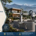 3D-Printed House Construction in Dehradun showing robotic concrete printing of a modern residential home