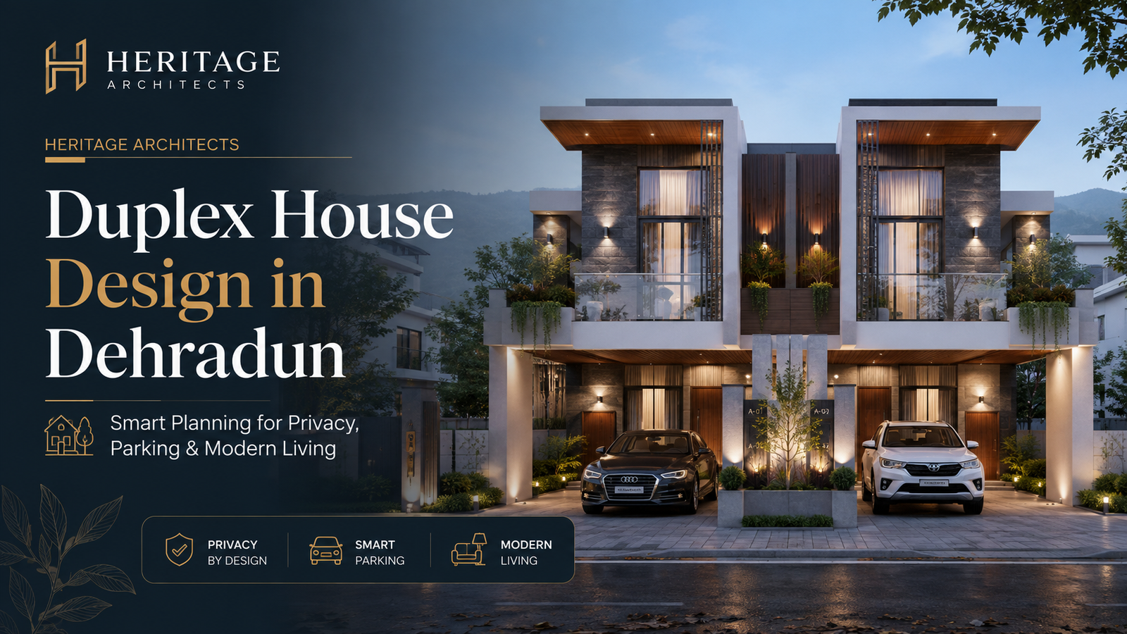 Modern duplex house design in Dehradun by Heritage Architects