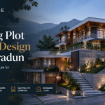 Sloping plot house design in Dehradun with split-level architecture