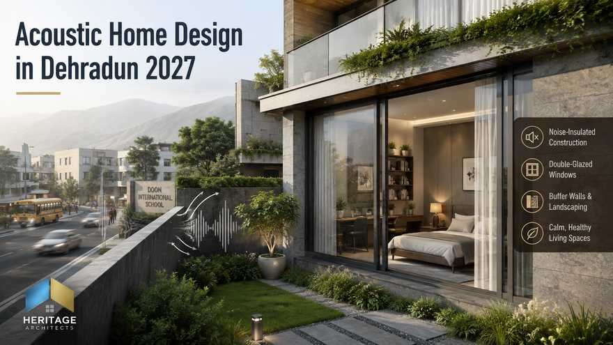Acoustic Home Design in Dehradun with sound-insulated windows and quiet residential planning near a busy road