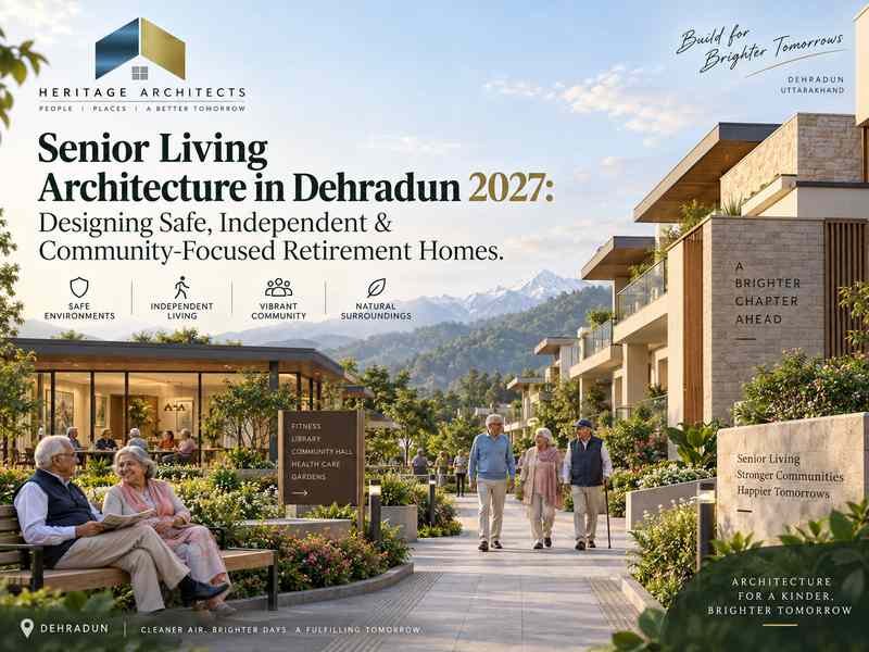 Senior Living Architecture in Dehradun with accessible retirement homes, landscaped walking paths and community spaces