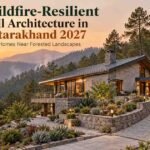 Wildfire-Resilient Hill Architecture in Uttarakhand with fire-conscious landscaping, safer roofing and forest-edge home planning